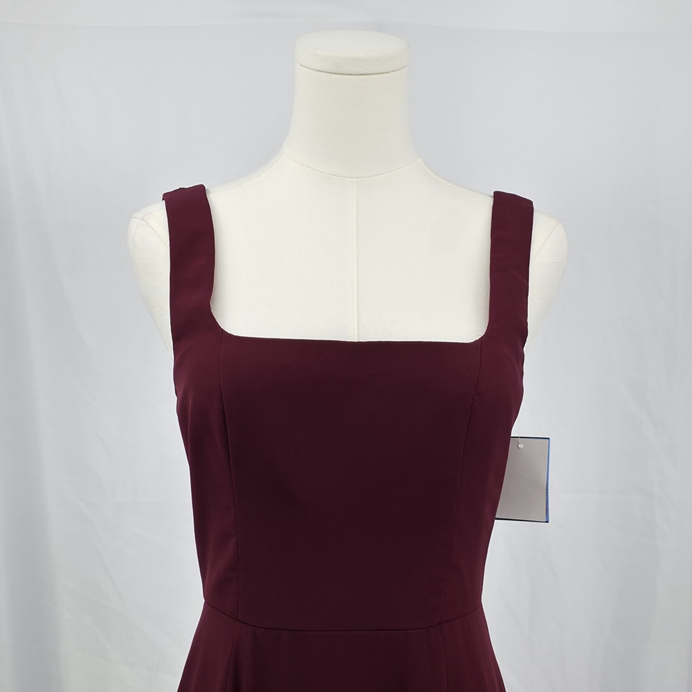 Formal Evening Gown DB Studio Wine Long Dress Women 2 Chiffon Lace-Up Back NWT - Picture 6 of 14